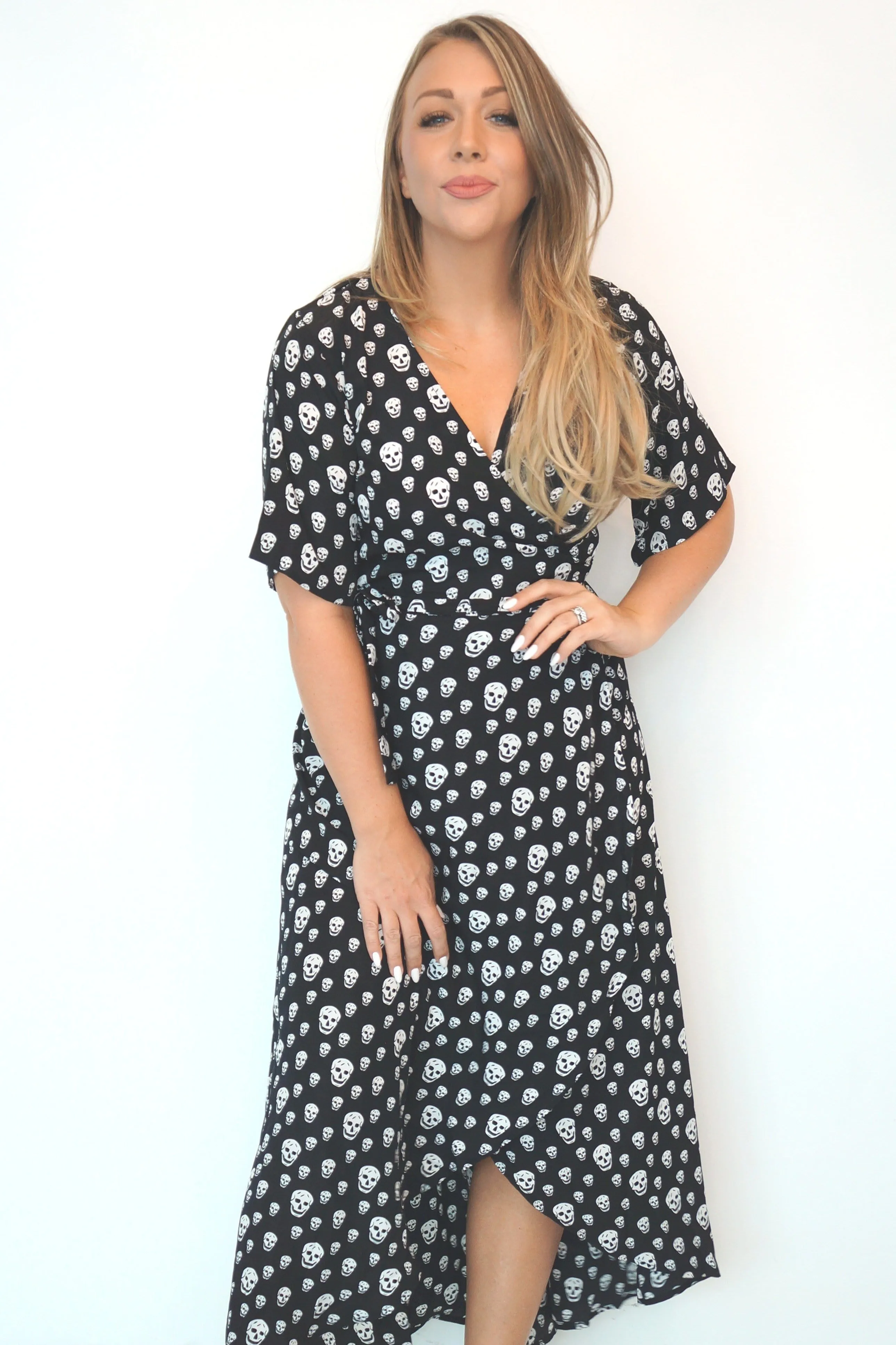 The Maxi Wrap Dress - Halloween Skull Happy