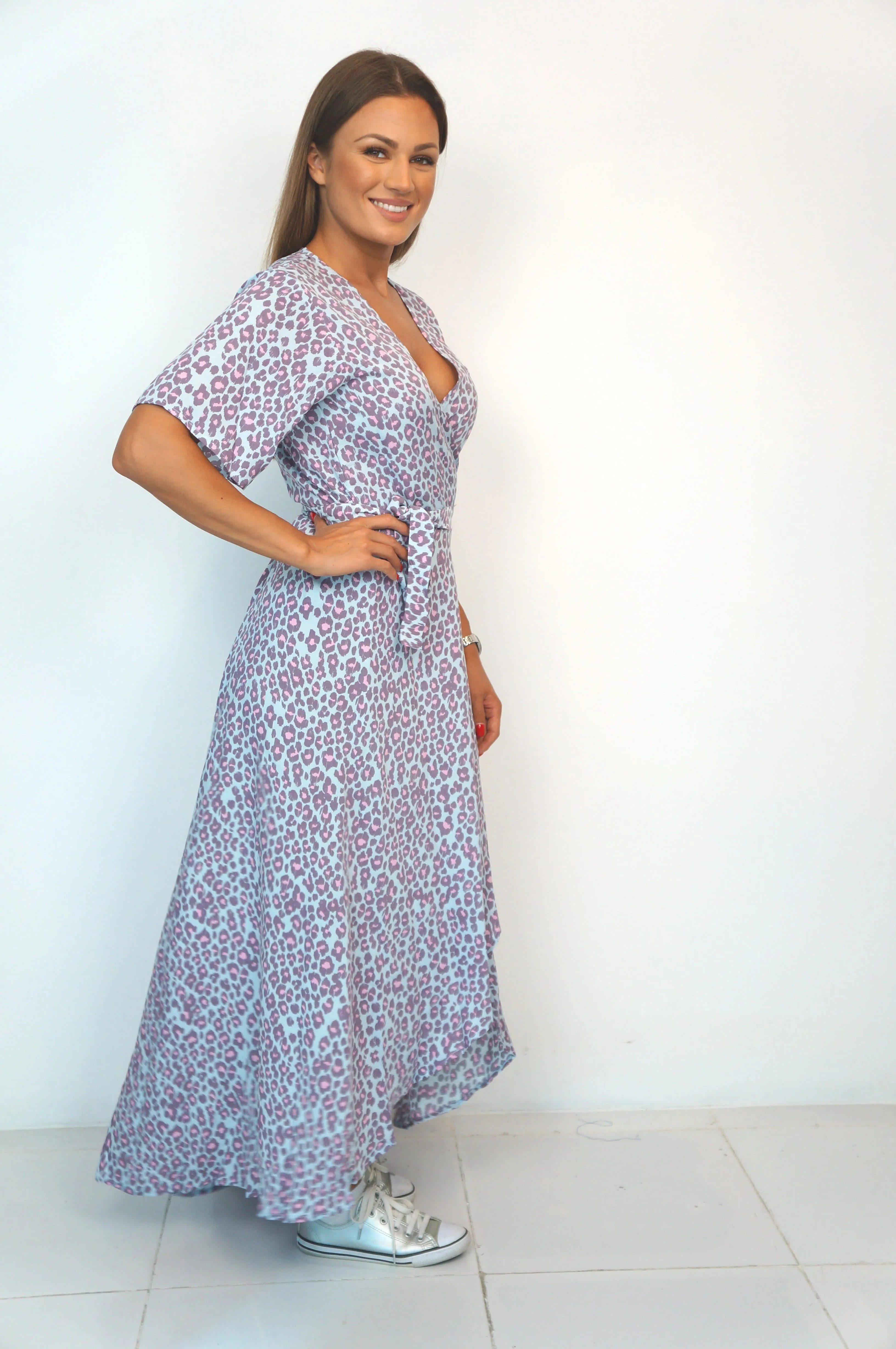 The Maxi Wrap Dress - Pastel Leopard