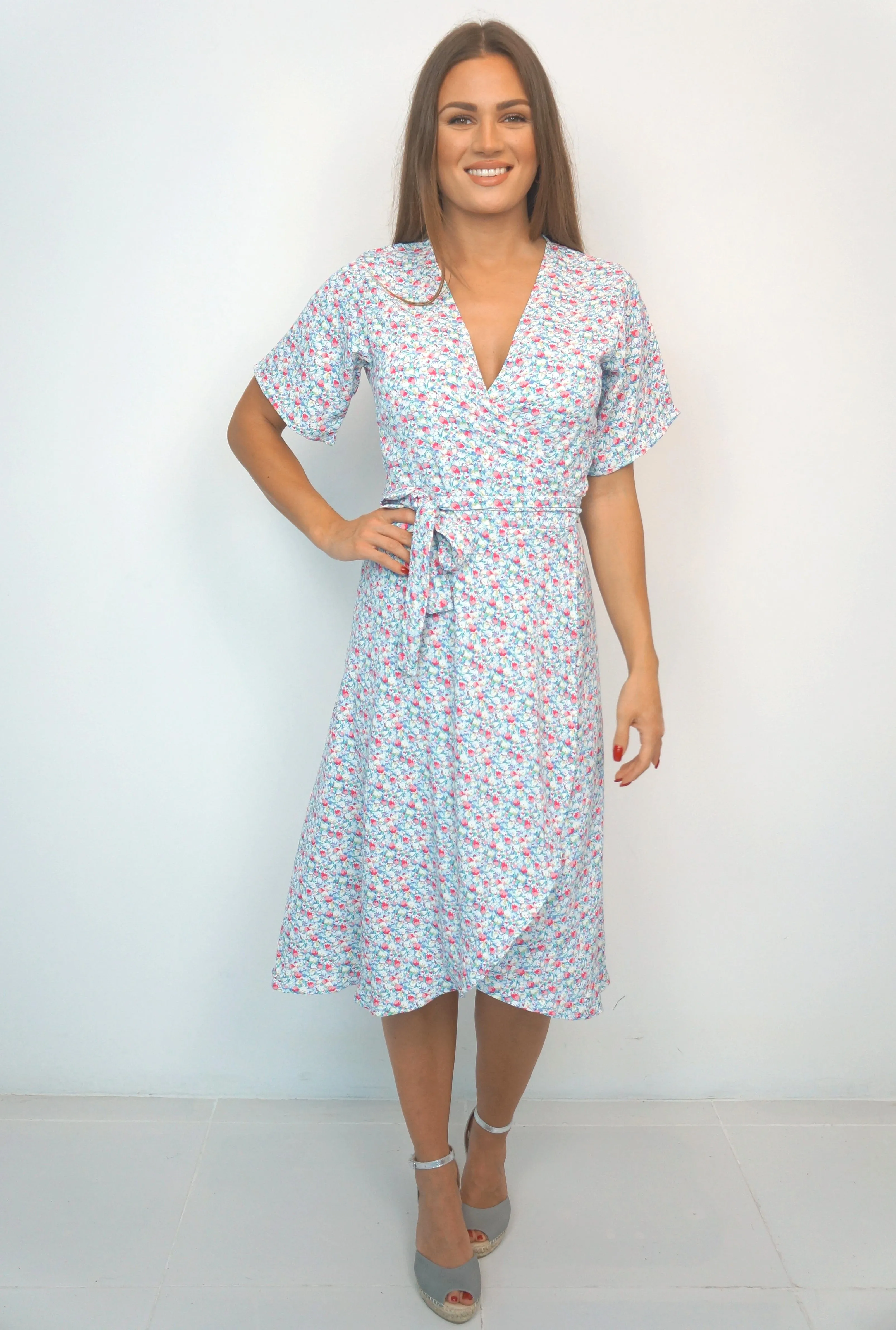 The Midi Wrap Dress - Summertime Tulips