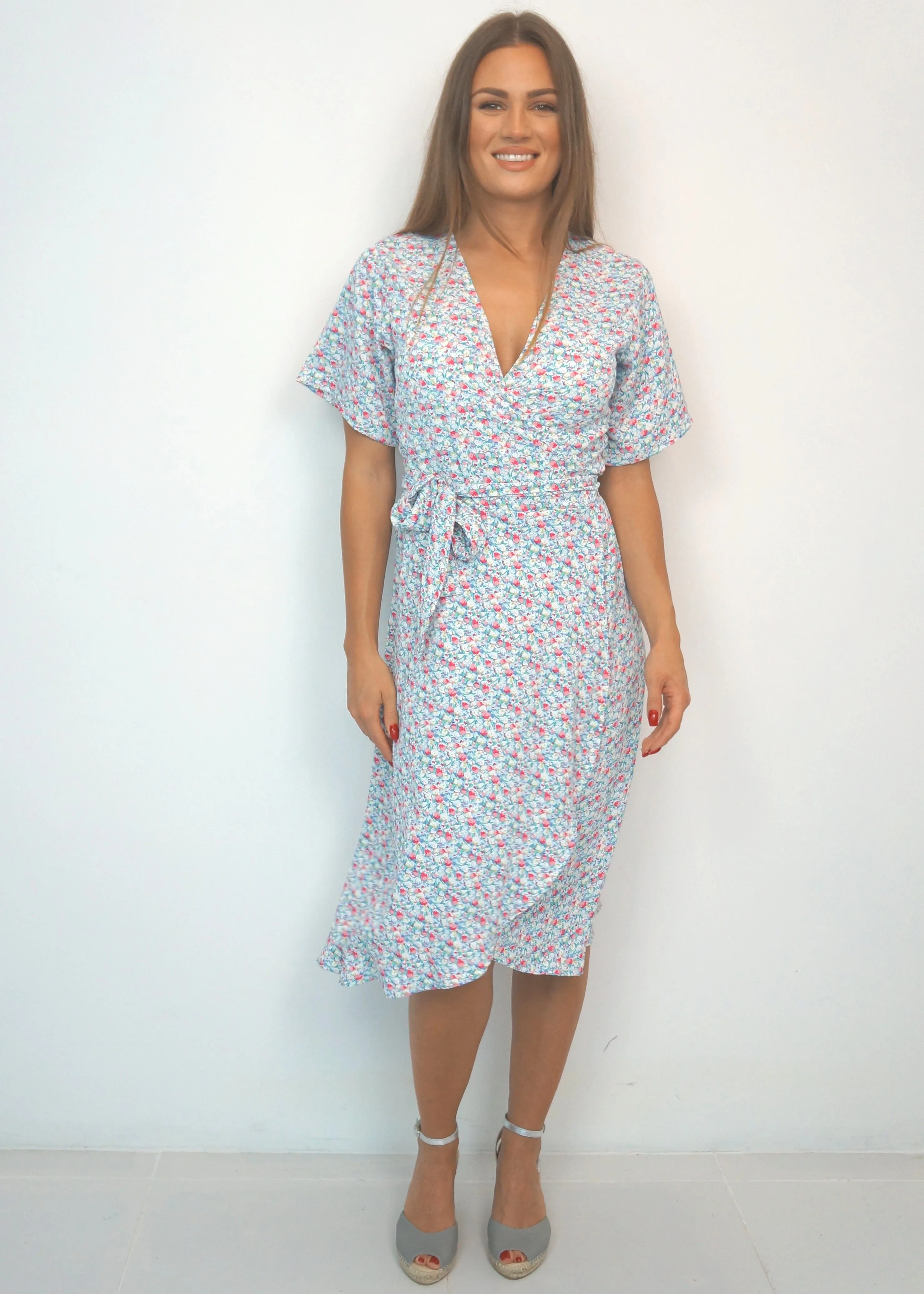 The Midi Wrap Dress - Summertime Tulips