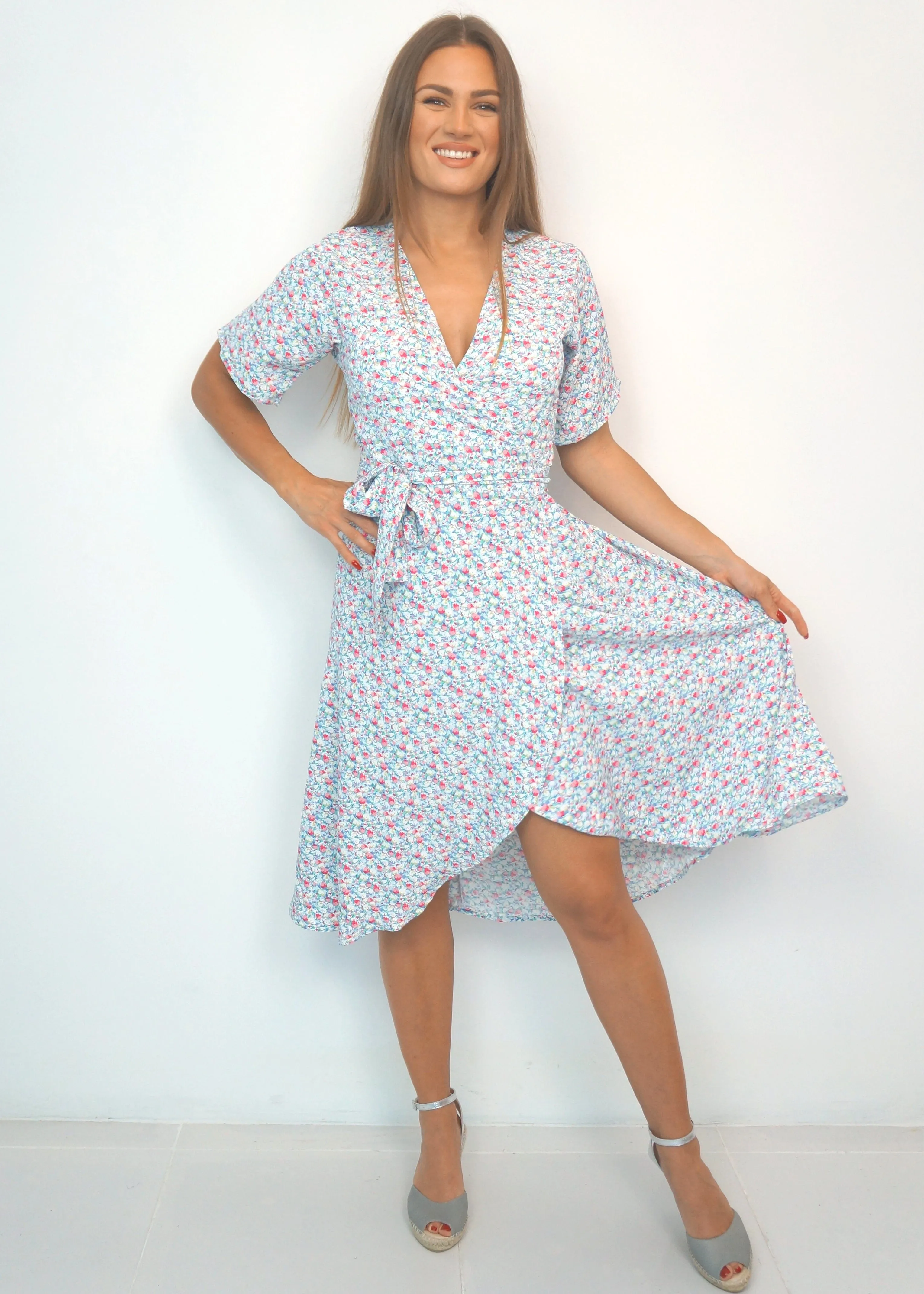 The Midi Wrap Dress - Summertime Tulips