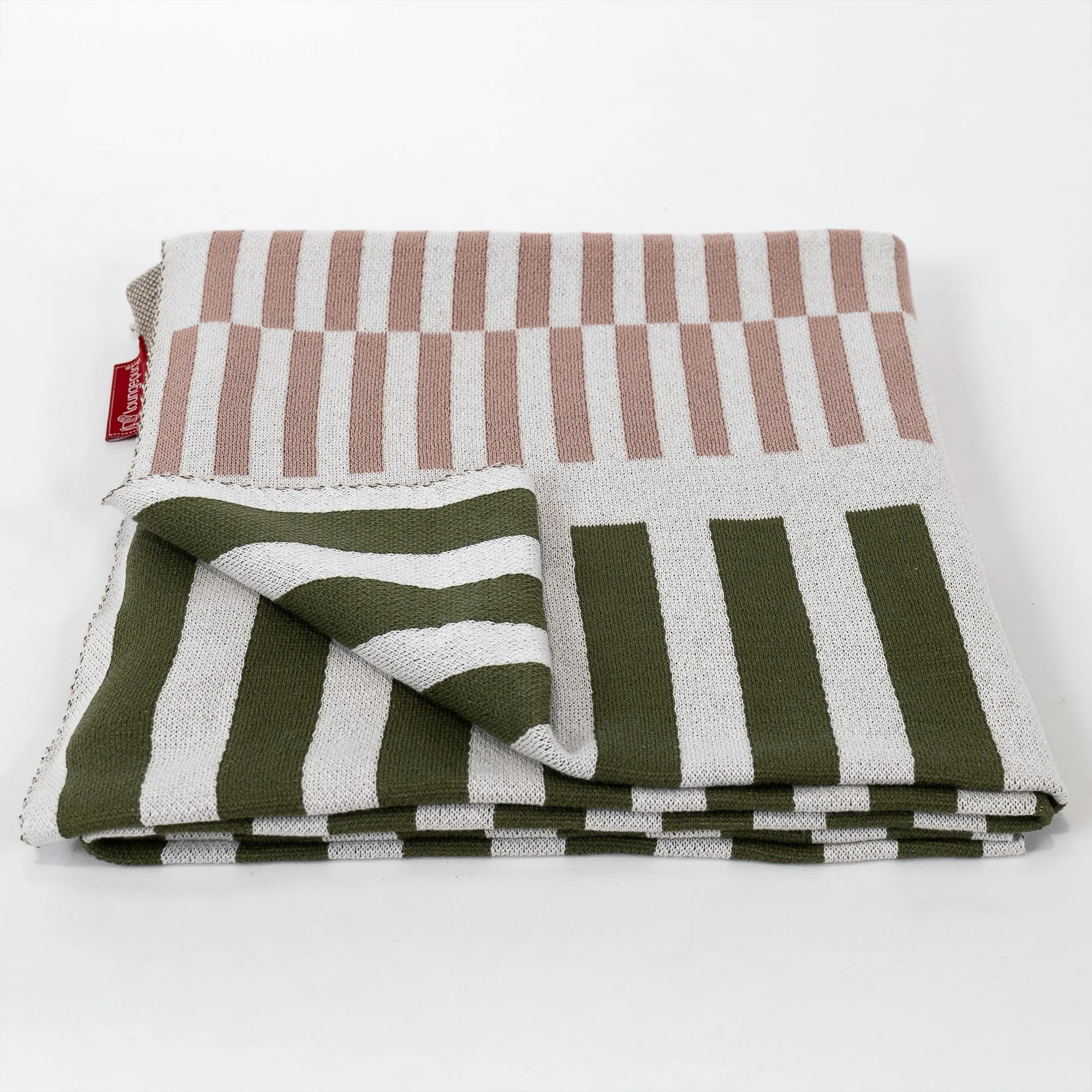 Throw / Blanket - Knitted Stripe Green