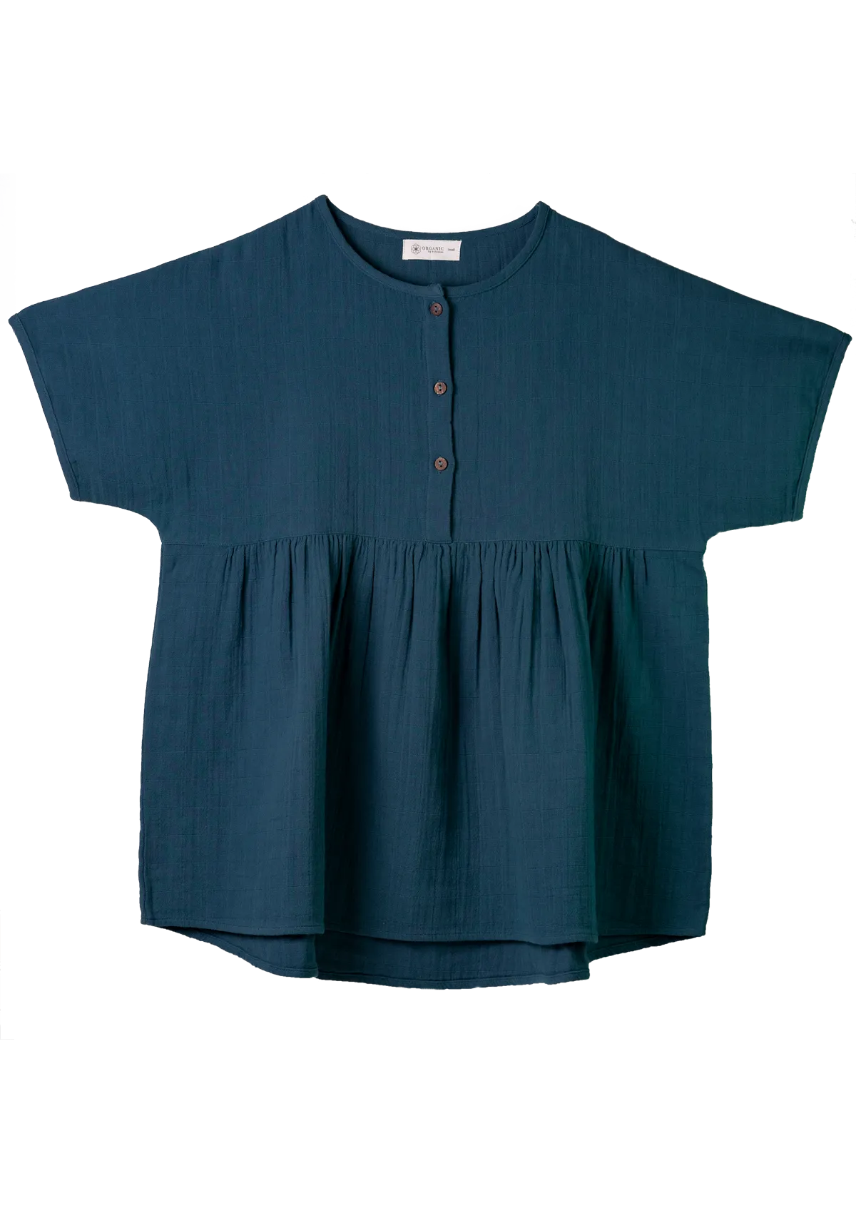 Tunic shirt Play of Colors Petrol-blue organic muslin