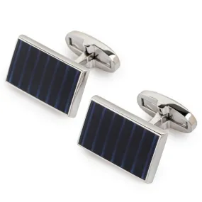 Ueno Jet Black Stripe Japanese Cufflinks