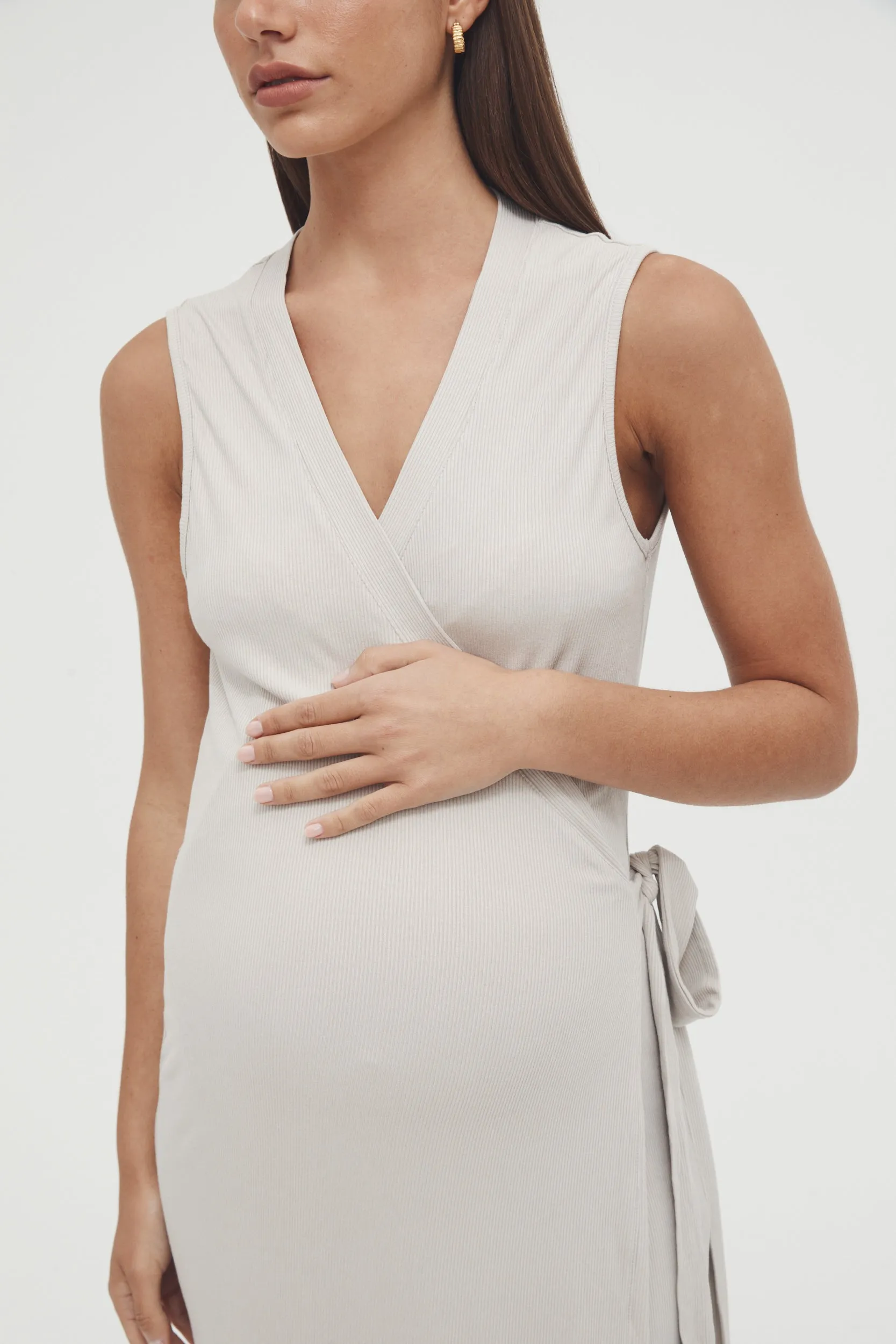 Valentina Wrap Dress (Stone) - FINAL SALE