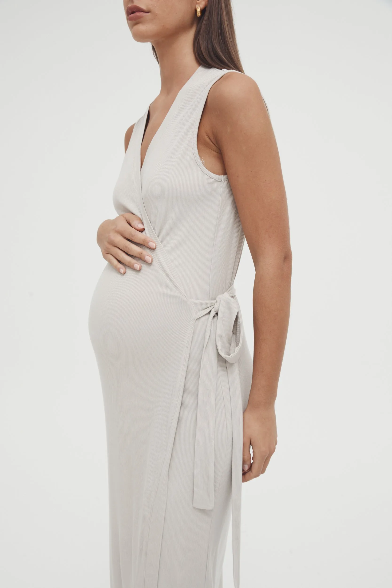 Valentina Wrap Dress (Stone) - FINAL SALE