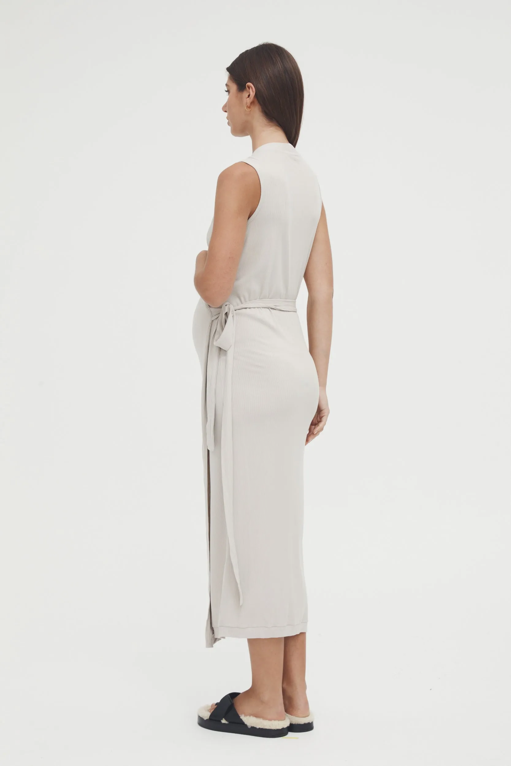 Valentina Wrap Dress (Stone) - FINAL SALE