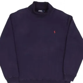 VINTAGE RALPH LAUREN NAVY BLUE CLASSIC TURTLE NECK SWEATSHIRT SIZE XL 1990S