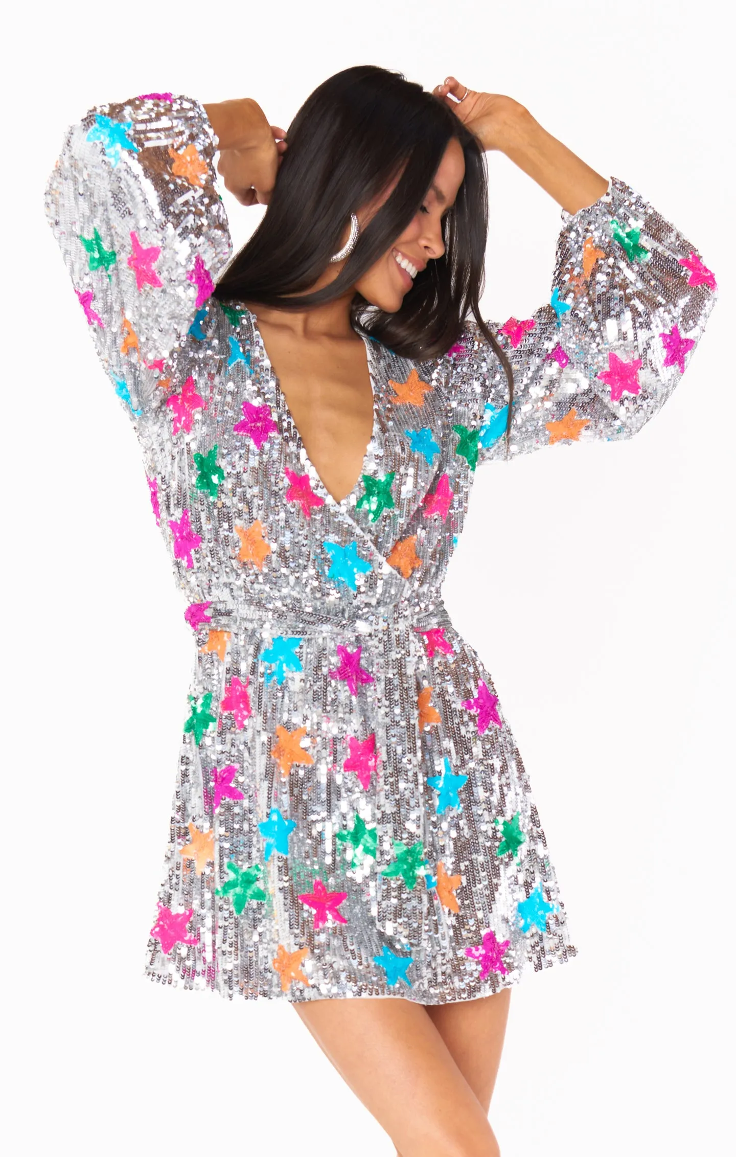 Wear Me Out Dress ~ Rainbow Star Sequins