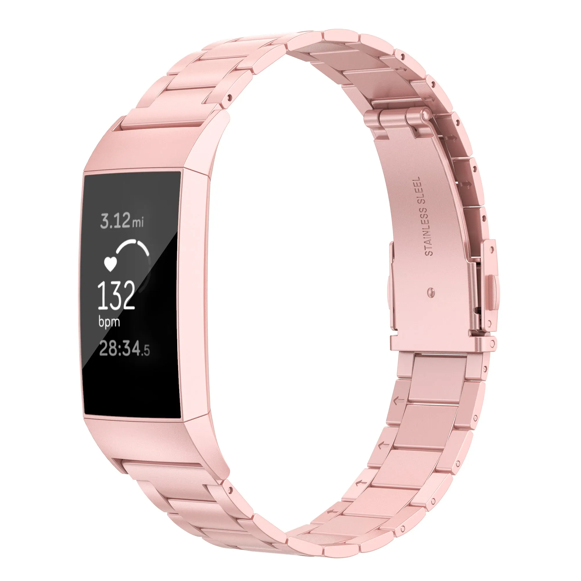 Wearlizer Stainless Steel Fitbit Charge 3 Bands/Fitbit Charge 4 Bands Women Men,Ultra-Thin Lightweight