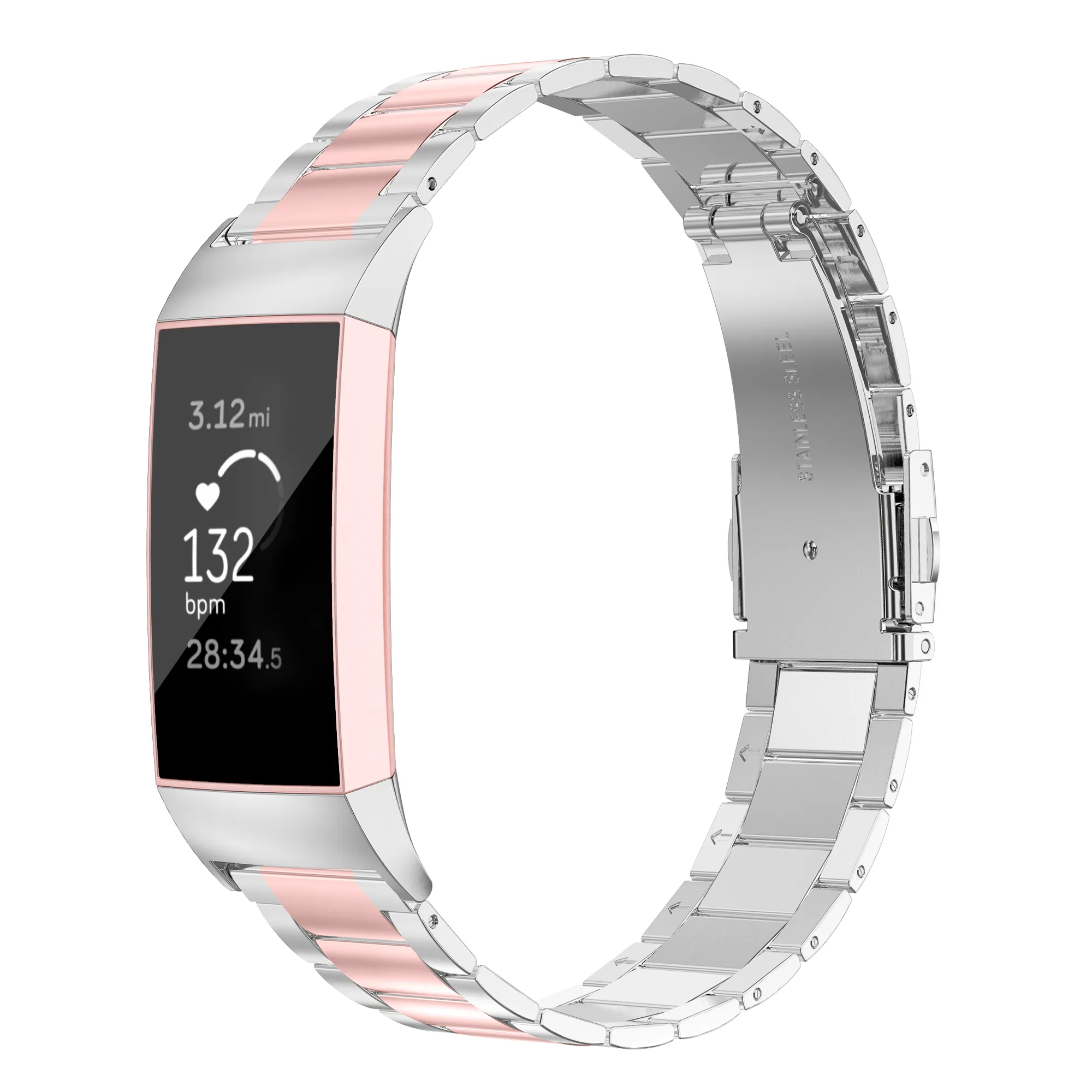 Wearlizer Stainless Steel Fitbit Charge 3 Bands/Fitbit Charge 4 Bands Women Men,Ultra-Thin Lightweight