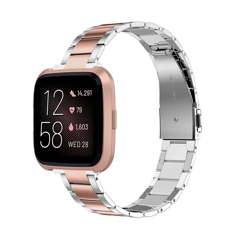 Wearlizer Stainless Steel Fitbit Versa/Versa 2 /Versa Lite/Versa SE Bands Women Men,Ultra-Thin Lightweight