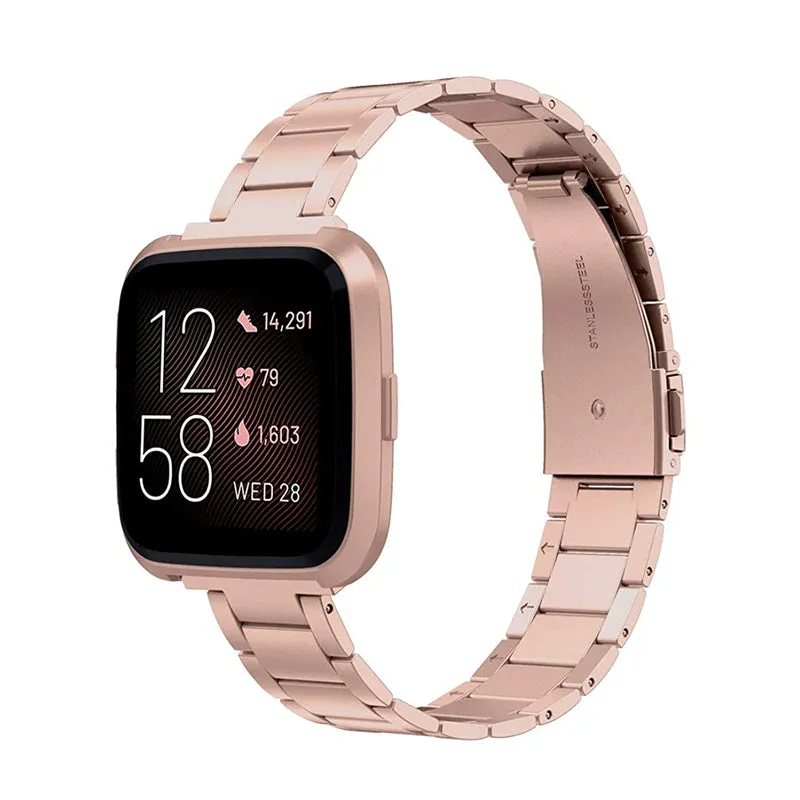 Wearlizer Stainless Steel Fitbit Versa/Versa 2 /Versa Lite/Versa SE Bands Women Men,Ultra-Thin Lightweight