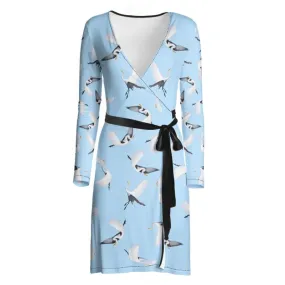 White Egret Lunchtime Traffic Wrap Dress