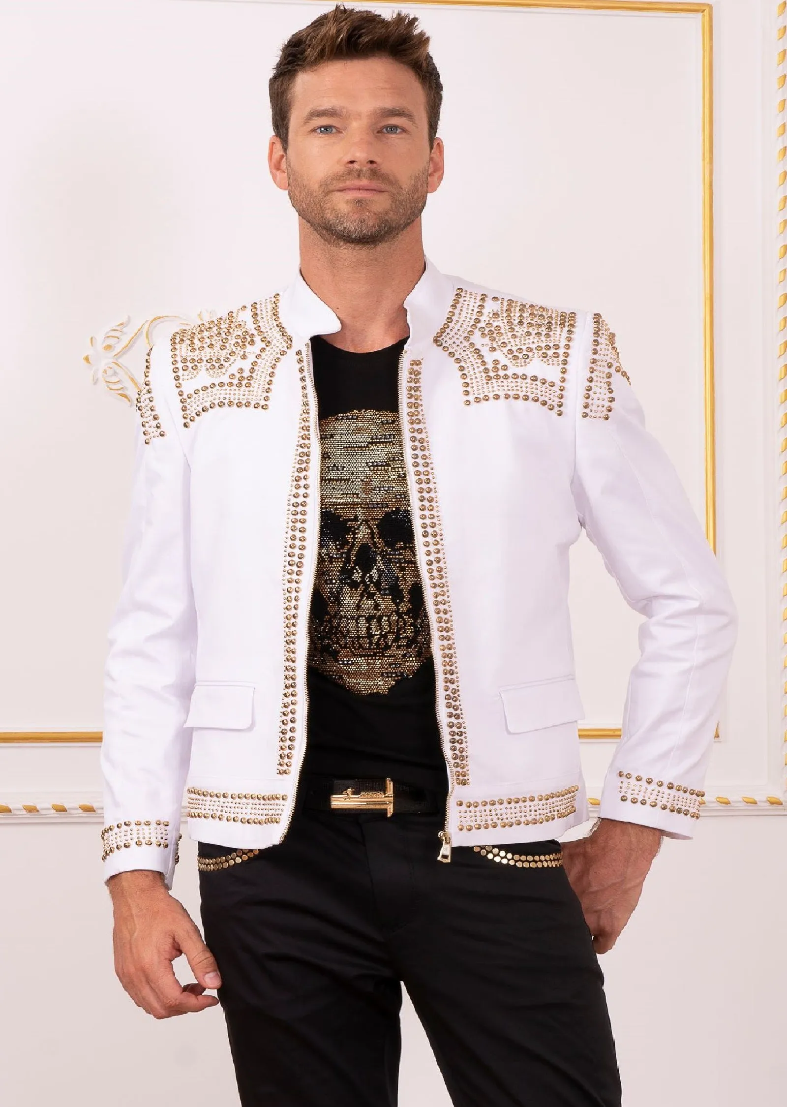 White Gold "Luxe" Studded Jacket