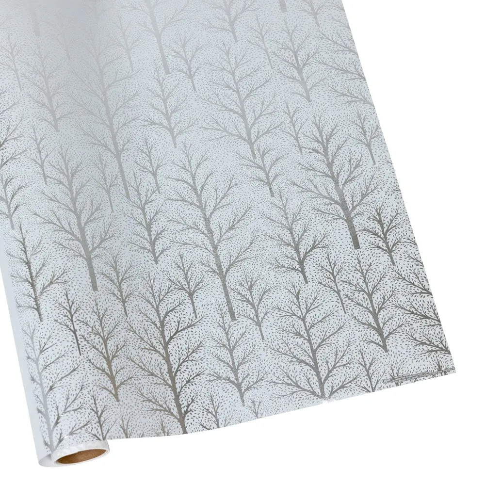 Winter Trees White & Silver Wrapping Papper