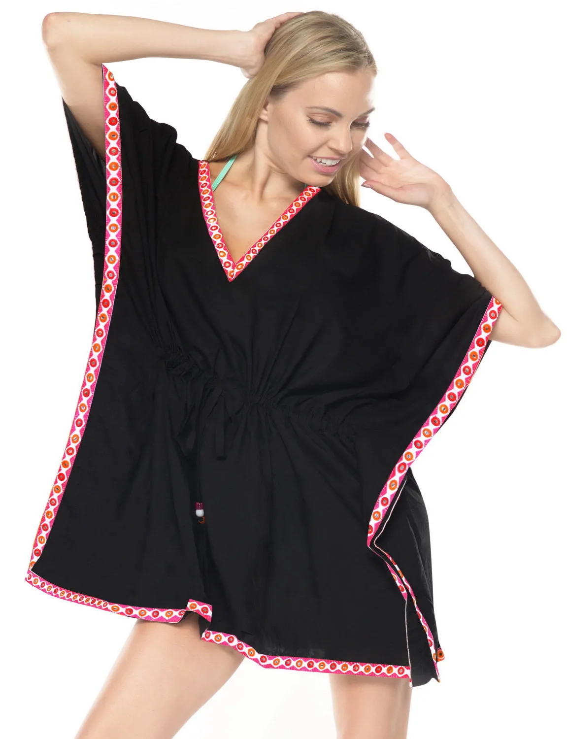 Women's Beach Kimono Rayon Casual Swimwear Bikini Cover up Swimsuit Blouse Pink