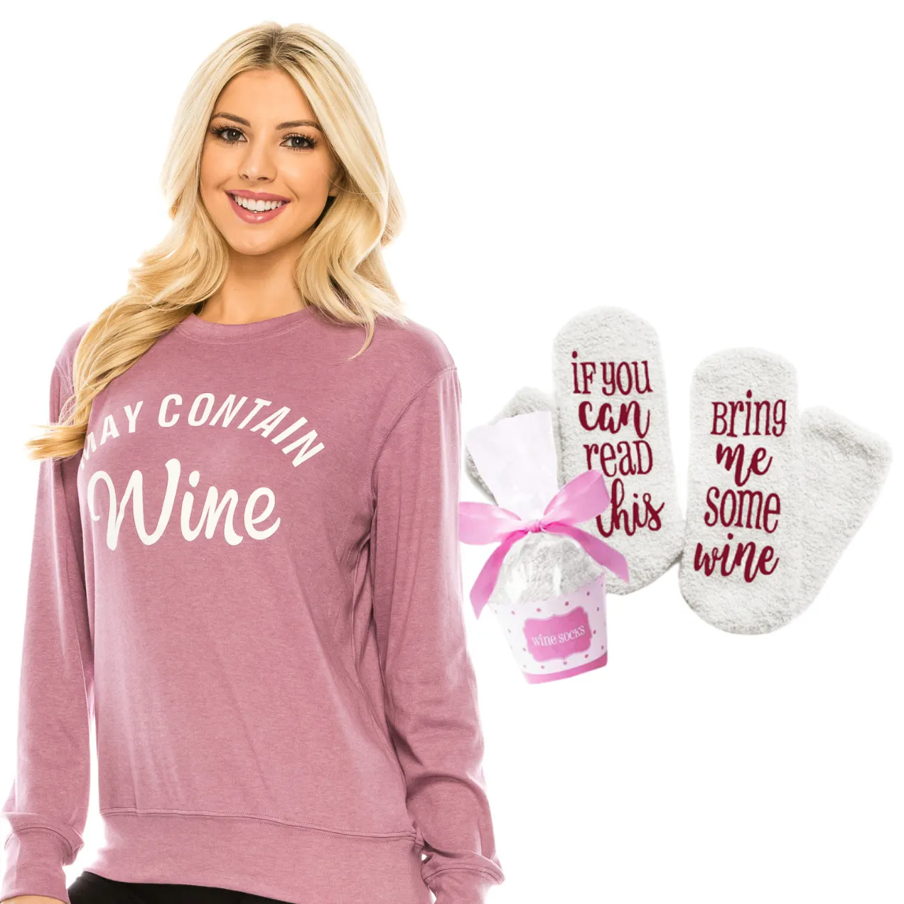 Women's Wine Mom Themed with Bonus Wine Sock Gift Set