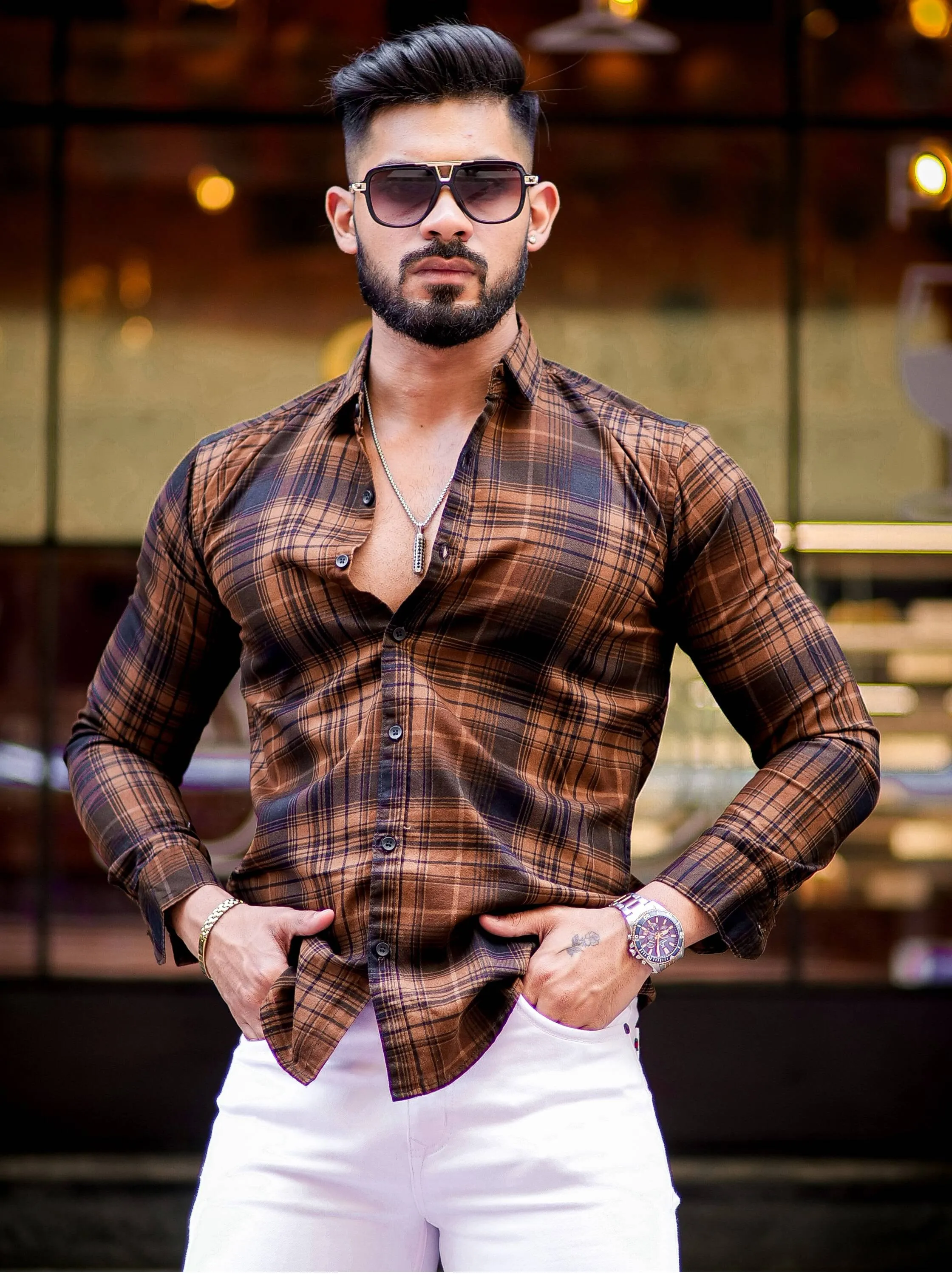 Wood Premium Checkered Cotton Shirt