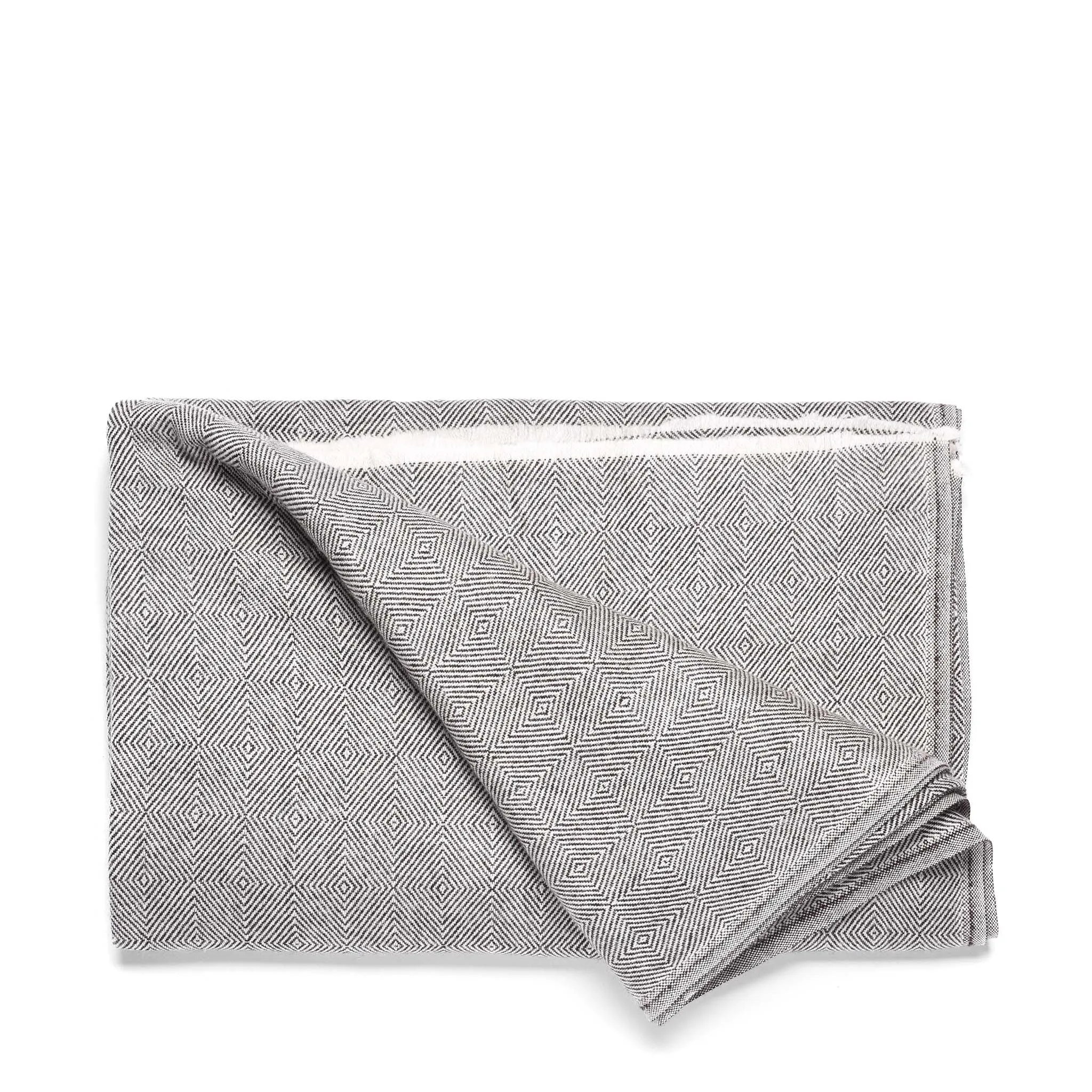 Wool Herringbone Squares Throw from Kashmir