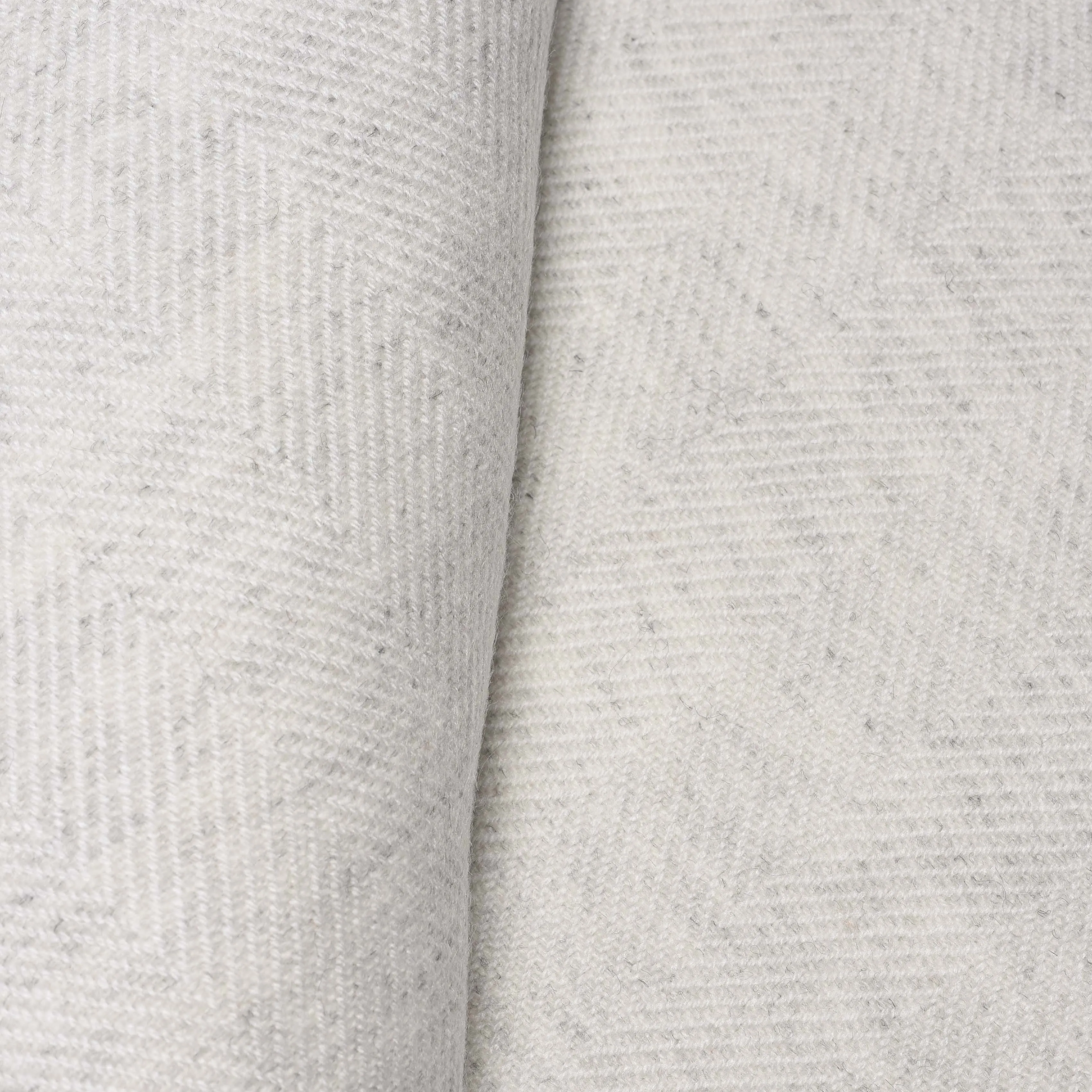 Wool Throw from Kashmir - Herringbone White