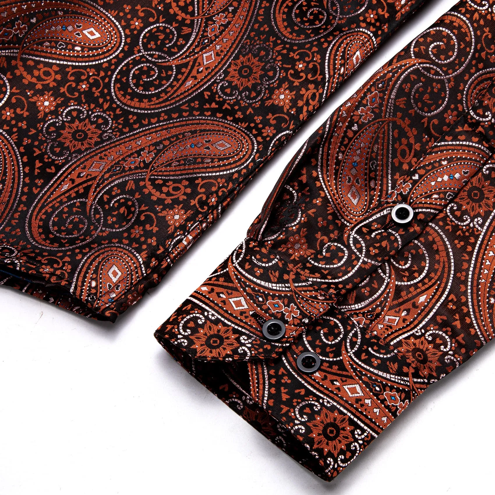 YourTies $41.25 Dinner Shirts Brown Orange White Jacquard Paisley Dress Shirt