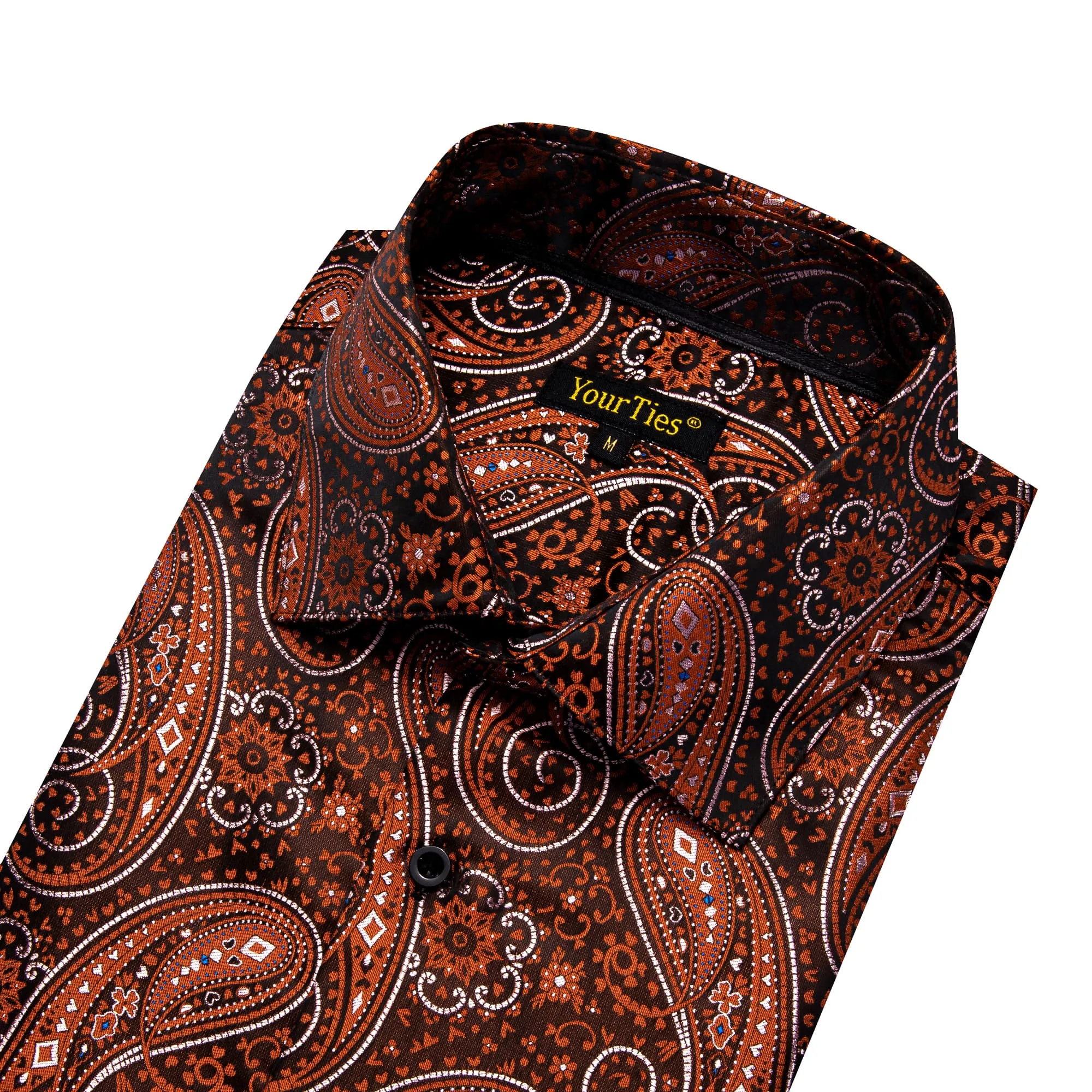 YourTies $41.25 Dinner Shirts Brown Orange White Jacquard Paisley Dress Shirt