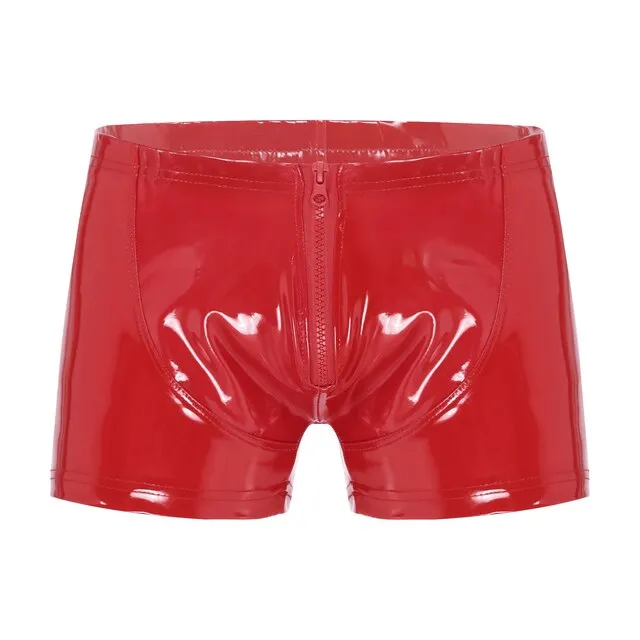 Zipper Front Wet Look Boxer