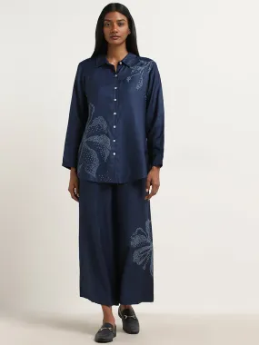 Zuba Indigo Flower Design Straight Tunic